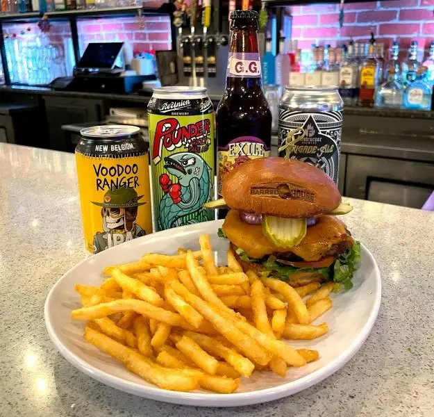 Barrel House signature dishes All American BurgerBlackstone ReubenBig Bird Platter